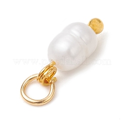 Natural Cultured Freshwater Pearl Potato Charms with Brass Jump Rings&nbsp;X-PALLOY-JF04176-01