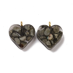 Transparent Resin Natural Chalcopyrite Jasper Dyed Chips Pendants&nbsp;G-E185-12G-09