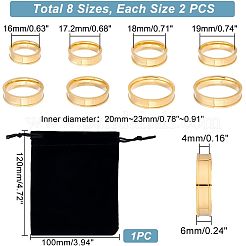 16Pcs 8 Size 201 Stainless Steel Grooved Finger Ring for Men Women&nbsp;RJEW-UN0002-37