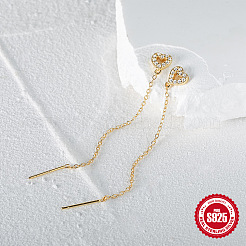 S925 Sterling Silver Hollow Heart Chain Tassel Ear Thread&nbsp;DS1880-1