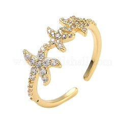 304 Stainless Steel Cubic Zirconia Cuff Open Rings for Women&nbsp;LS-RJEW-Z122-02G-04