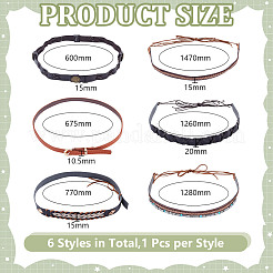 6Pcs 6 Styles Imitation Leather & Alloy Cowboy Hat Bands&nbsp;DIY-HY0003-06