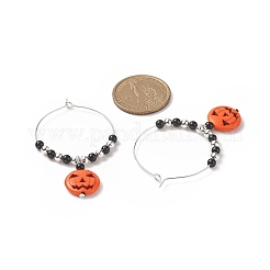 Halloween Theme Synthetic Turquoise Pumpkin Pendant Hoop Earring&nbsp;EJEW-JE05171