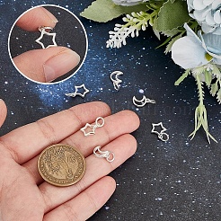 6Pcs 2 Styles 925 Sterling Silver Hollow Star & Moon Charms&nbsp;STER-PH0002-81