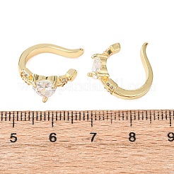 Heart Brass Micro Pave Clear Cubic Zirconia Cuff Earrings&nbsp;EJEW-H178-02G
