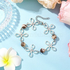 Alloy Natural Mixed Gemstone Link Bracelets for Women&nbsp;BJEW-JB11684