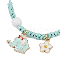 Flower & Elephant Alloy Enamel Charm Bracelets&nbsp;BJEW-JB11696-01