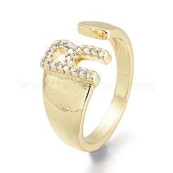 Brass Micro Pave Clear Cubic Zirconia Cuff Rings&nbsp;RJEW-F103-13R-G