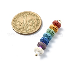 Chakra Natural Lava Rock Dyed Flat Round Pendants&nbsp;PALLOY-JF02528-01