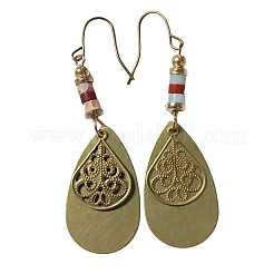 Teardrop Alloy Natural Amazonite Dangle Earrings&nbsp;FS-WGF15ED-01