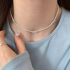 925 Silver Butterfly Bow Pearl Necklace Women Summer Sweet Luxury Design&nbsp;UP9906-1