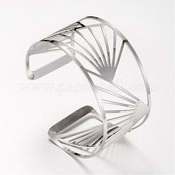 Tarnish Resistant 304 Stainless Steel Filigree Cuff Bangles&nbsp;STAS-S060-09