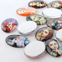 Women Theme Ornaments Glass Oval Flatback Cabochons&nbsp;GGLA-A003-18x25-QQ