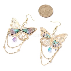 Glass & Iron & Resin Dangle Earrings&nbsp;EJEW-TA00590-01