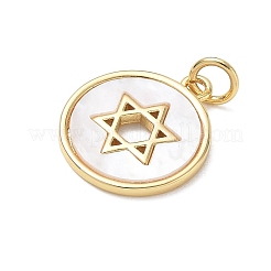 Brass & Natural White Shell Pendants&nbsp;KK-CBA56EF-16G-02