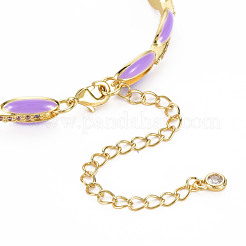 Brass Micro Pave Cubic Zirconia Link Chain Bracelet for Women&nbsp;BJEW-T020-05G-06