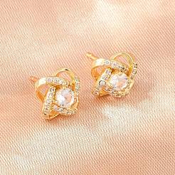 Brass Micro Pave Cubic Zirconia Stud Earrings for Women&nbsp;KK-A305-10G-04