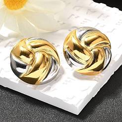 304 Stainless Steel Two Tone Stud Earrings&nbsp;EJEW-F355-04GP-01