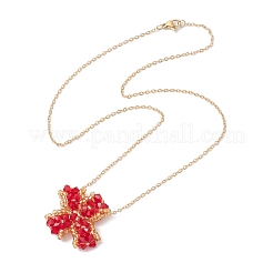 Glass Beaded Clover Pendant Necklaces&nbsp;NJEW-MZ00067-01