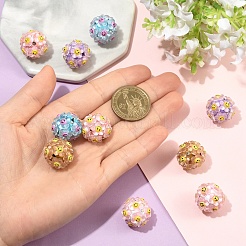 10Pcs 5 Colors Polymer Clay Rhinestone Beads with Resin&nbsp;RESI-YW0005-99