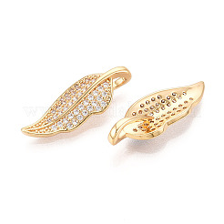 Brass Pave Clear Cubic Zirconia Pendants&nbsp;KK-T074-93A-G