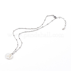 Natural Shell Initial Necklaces&nbsp;NJEW-JN03420