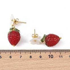 Handmade Lampwork & Acrylic Stud Dangle Earrings&nbsp;EJEW-JE07216
