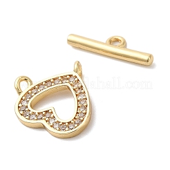 Brass Micro Pave Clear Cubic Zirconia Toggle Clasps&nbsp;KK-N254-69G