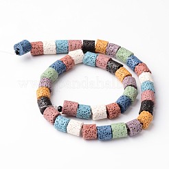 Column Dyed Natural Lava Rock Bead Strands&nbsp;G-L435-04