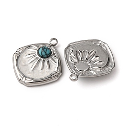 304 Stainless Steel White Enamel Pendants&nbsp;STAS-P406-03P