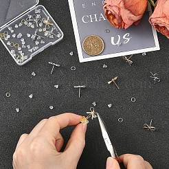 12Pcs 2 Styles Bowknot Brass Stud Earring Findings&nbsp;KK-YW0004-76