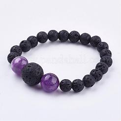 Natural Amethyst Beaded Necklaces & Stretch Bracelets Jewelry Sets&nbsp;SJEW-JS00918-05