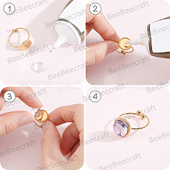8Pcs 304 Stainless Steel Open Cuff Ring Component&nbsp;STAS-BBC0010-40G