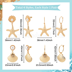 4 Pairs 4 Styles Alloy Dangle Earrings&nbsp;EJEW-GA0001-05