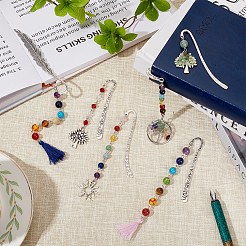 6Pcs 6 Style Tibetan Style Alloy Pendants Bookmarks&nbsp;AJEW-CA0002-38