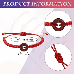 Synthetic Goldstone Donut Braided Bead Bracelet&nbsp;BJEW-SW00047-06