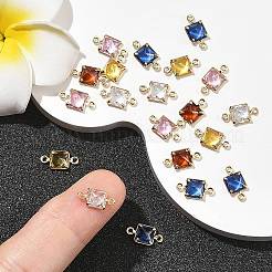 SHEGRACE Brass Pave Cubic Zirconia Square Connector Charms&nbsp;XGRQ2O980-440G
