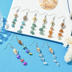 Natural & Synthetic Gemstone Chip Dangle Earrings&nbsp;EJEW-JE05577