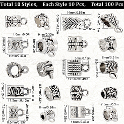 100Pcs 10 Style Tibetan Style Alloy Tube Bails&nbsp;FIND-SC0008-44
