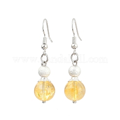 Brass Synthetic Citrine Dangle Earrings&nbsp;EJEW-JE06588-03