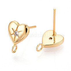 Brass Micro Pave Clear Cubic Zirconia Stud Earring Findings&nbsp;MAK-T011-11G-01