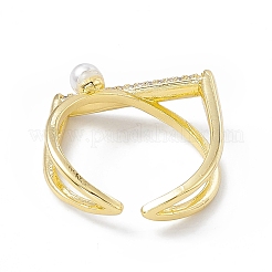 Rack Plating Eco-Friendly Brass Micro Pave Clear Cubic Zirconia Rings&nbsp;RJEW-B025-02G