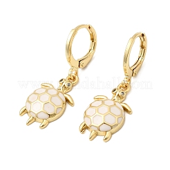 Turtle Brass Micro Pave Cubic Zirconia Hoop Earrings&nbsp;EJEW-K324-07G