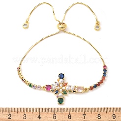 Brass Micro Pave Cubic Zirconia Slider Bracelets&nbsp;BJEW-M053-01G