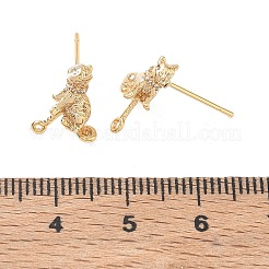 Brass Micro Pave Cubic Zirconia Stud Earring Findings&nbsp;CU-CBA068A-01G