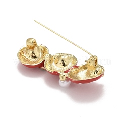 Christmas Apple Enamel Pin with Resin Pearl&nbsp;JEWB-A004-30G