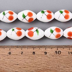 Frosted Handmade Lampwork Beads Strands&nbsp;LAMP-N037-03F