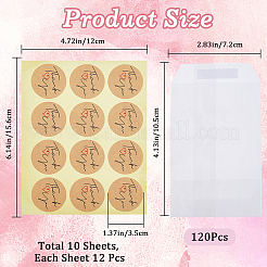 120Pcs Flat Translucent Glassine Waxed Paper Treat Bags Cookie Bags&nbsp;STIC-CP0001-11D