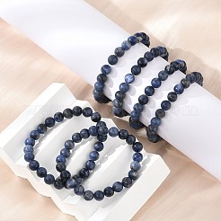 Natural Sodalite Round Beaded Stretch Bracelets&nbsp;BJEW-F203-05