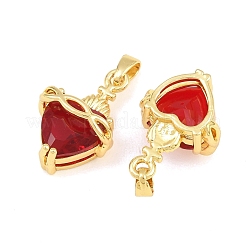 Brass Pave Red Cubic Zirconia Pendants&nbsp;CU-CBA9AB3-06G
